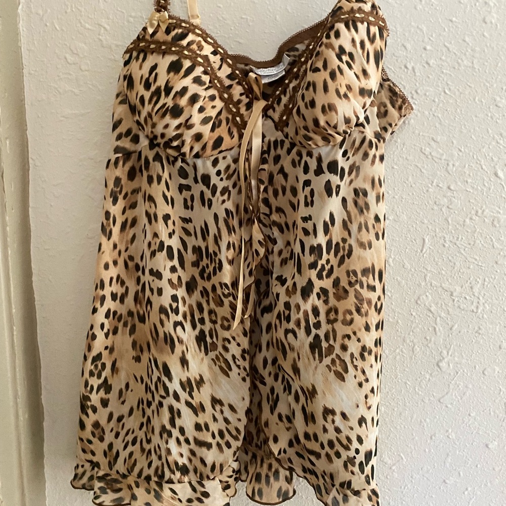 Cheetah print babydoll dress.